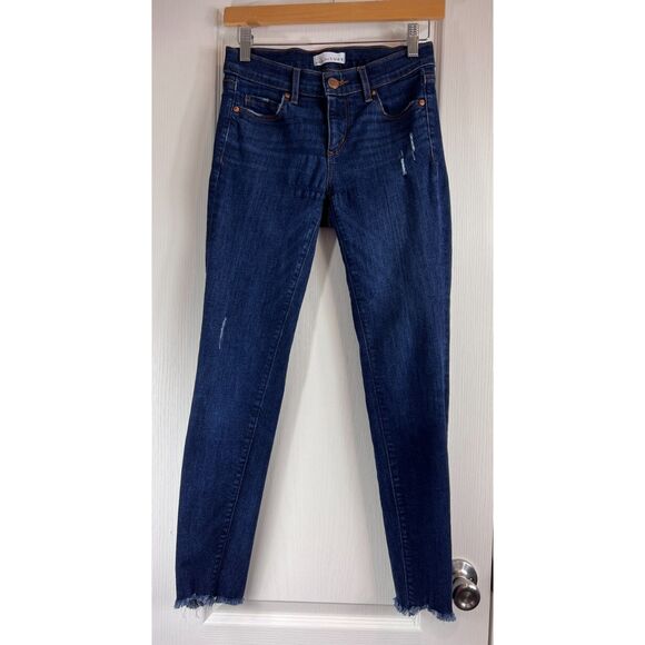 LOFT Women's Modern Skinny Jeans Dark Wash Distressed Size 24 / 00 - Picture 1 of 11